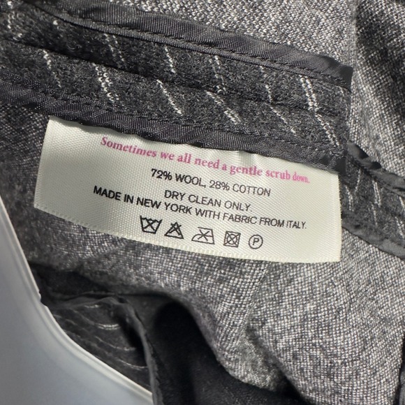 MM.LaFleur Blazer Women 0 Gray Wool Blend Pinstripe Open Front Career Minimalist - Picture 7 of 9